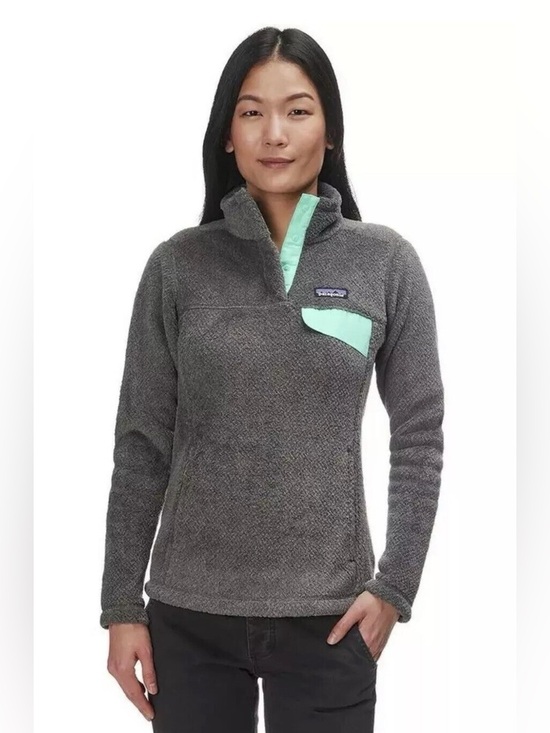 Patagonia Jackets & Blazers - Patagonia Women’s Re-Tool Snap-T Fleece Pullover Charcoal Grey Mint XXS